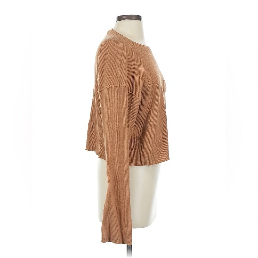 &merci Tan Ribbed Oversized Cropped Sweater‎ Top Small S